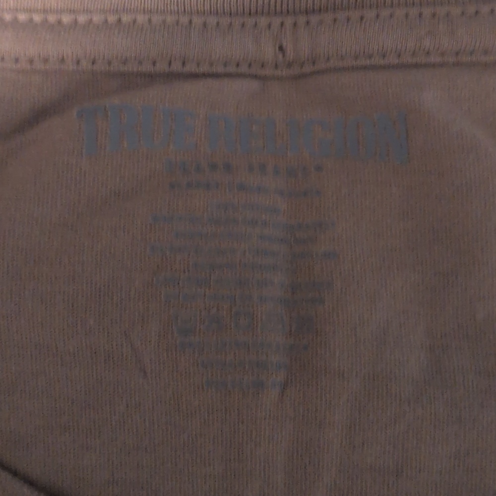 EUC True Religion men’s beige short sleeve Logo tee, size XL - Picture 2 of 5
